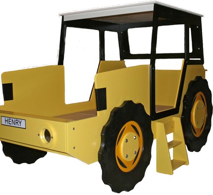 yellow tractor bed with yellow wheels